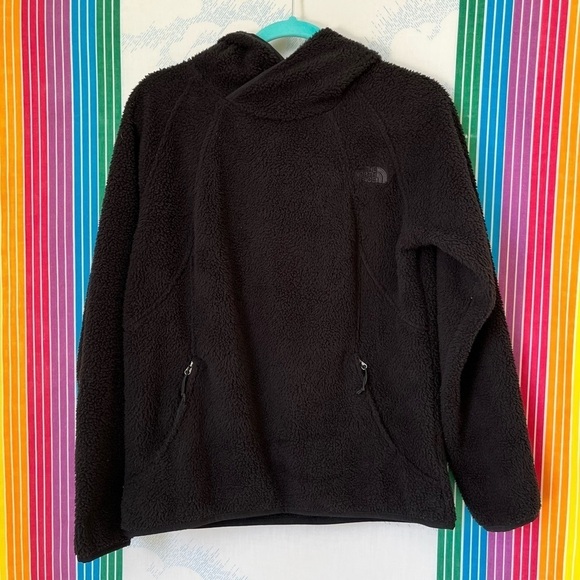 THE NORTH FACE teddy bear fleece black hoodie jacket sweatshirt base layer - Picture 1 of 12